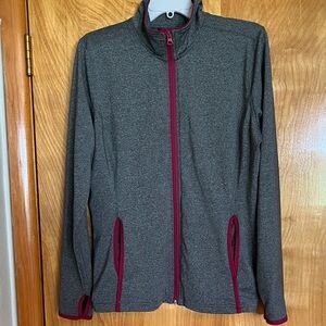 Sport-Tek Charcoal Heather Utility Jacket with Berry Trim
